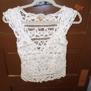 EUC Hollister White Crochet Bohemian Blouse XS/S